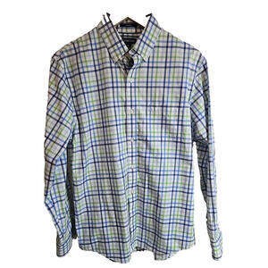 Land's End Tailored Fit Men's Button-Down Plaid Size M 15/15.5